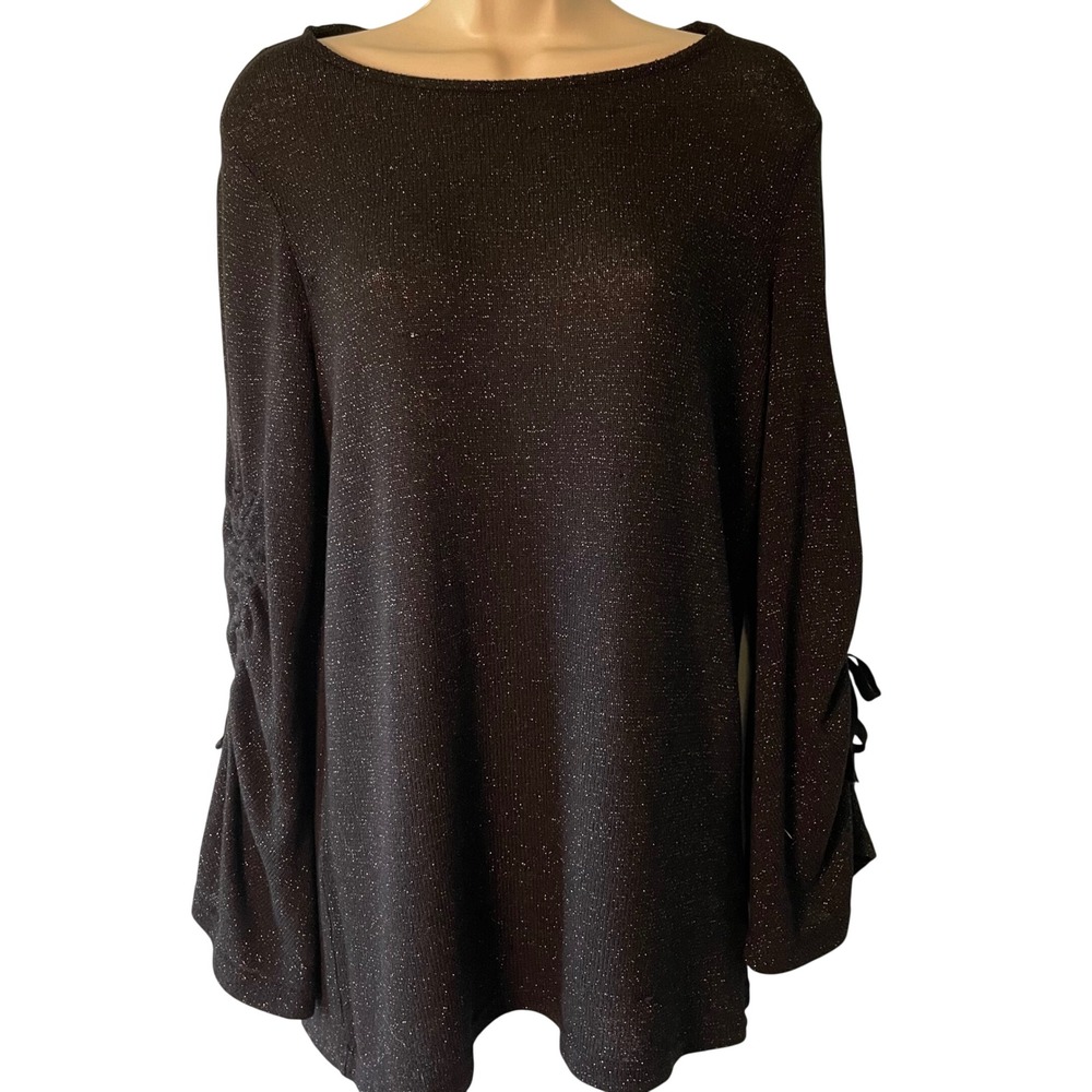 Juicy Couture Sweater with Cinched Sleeves Size M Black Metallic Whimsigoth